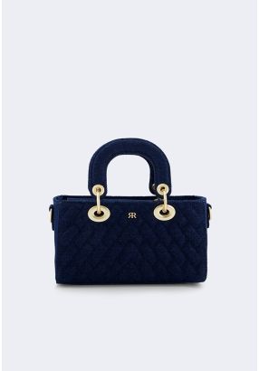 Solid Denim Quilted Handbag