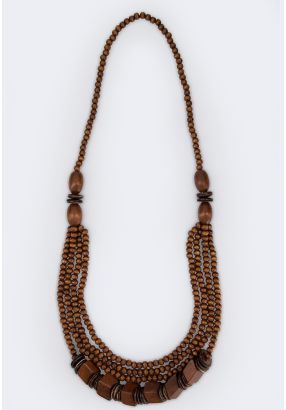 Multistrand Wooden Beads Necklace
