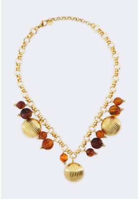Resin Detail Charm Necklace 