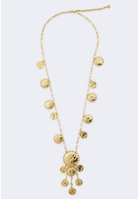 Gold Tone Metal Long Necklace