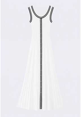 Contrast-Trim Knitted Maxi Dress