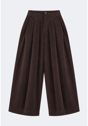 Front-Pleated Corduroy Trousers