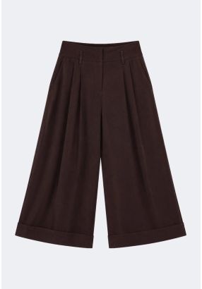Front-Pleated Bermuda Culottes