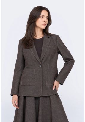 Notched Collar Tencel Denim Blazer
