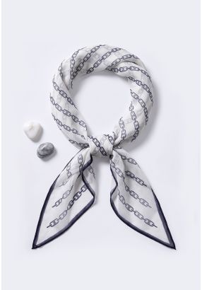 Silk Chain Motif Tie Scarf