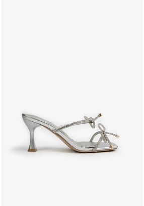 Double Strap Crystal Embellished Heels