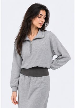 Stretch Ribbed Hem Sweater