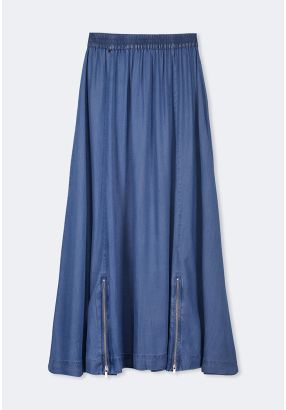 Solid Flared Tencel Skirt