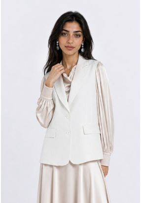 Notched Collar Linen Vest