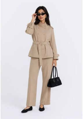 Front-Pleated Straight Trousers