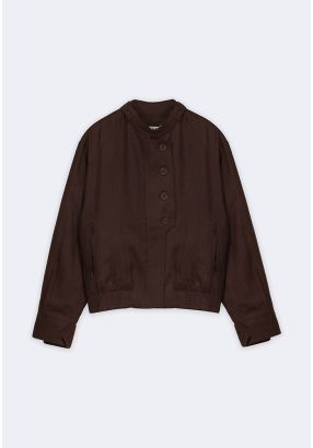 Elastic-Hem Linen Jacket