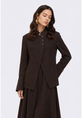 Asymmetrical Front Linen Blazer