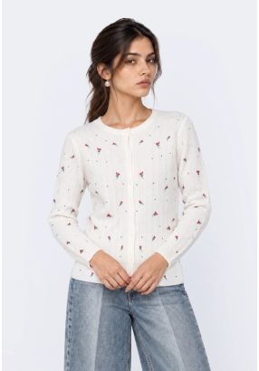 Floral Embroidered Knit Cardigan
