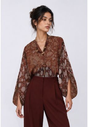 Smocked Balloon Sleeve Blouse