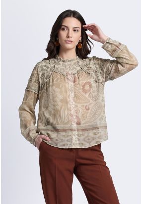 Printed Ruffled Blouse (2 PCS)