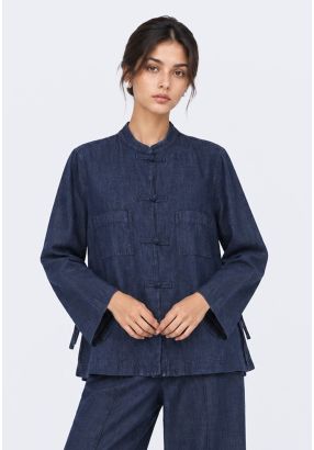 Knot Button Denim Shirt