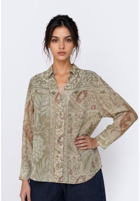 V-Neck Printed Boxy Shirt