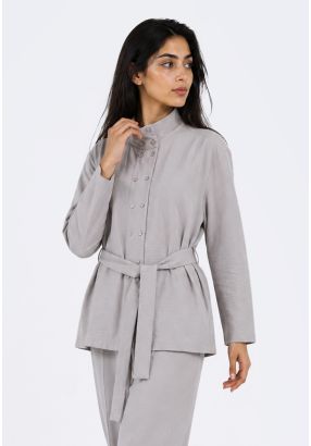 Crinkled Belted Jacket