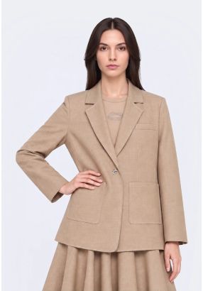 Notched Collar Tencel Denim Blazer