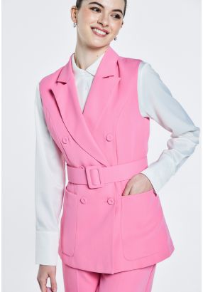 Notched Collar Double Breasted Vest