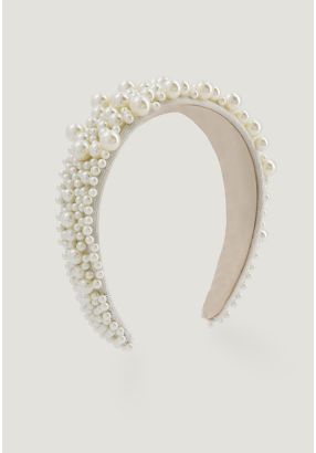 Quilted Faux Pearl Embellished Headband