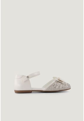 Faux Pearl Strass Embellished Ballerina