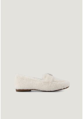 Crystal Embellished Pearl Fur Loafers