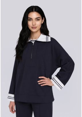 Contrast Long Sleeve Blouse