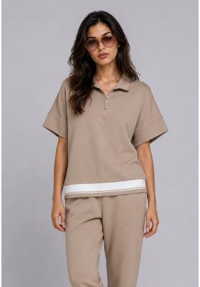 Front Half-Zip Solid Blouse