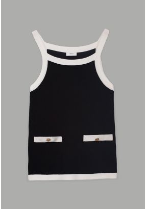 Contrast Knitted Sleeveless Top
