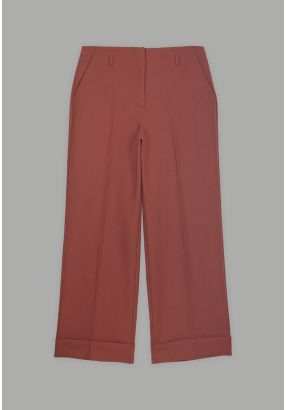 Folded Hem Wide Leg Trousers