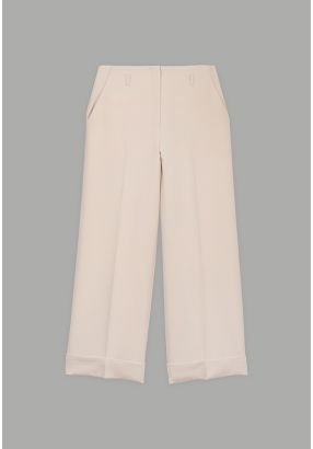 Folded Hem Wide Leg Trousers