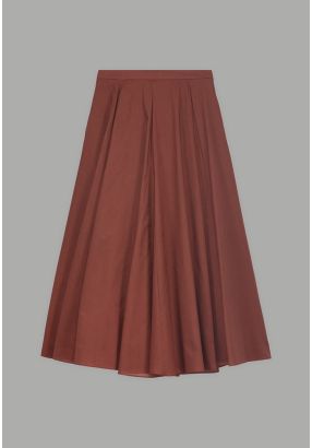 Solid Pleated Flared Skirt