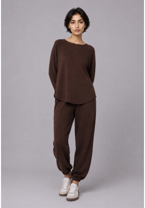 Elastic Waistband Solid Pants