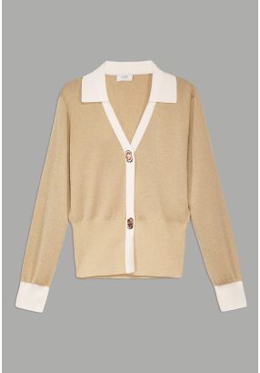 Solid Knitted Lurex Cardigan