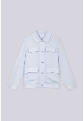 Front Flap Pockets Cropped Jacket