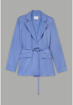 Long Sleeve Belted Solid Blazer