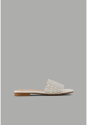 Solid PU Leather Open Toe Flats