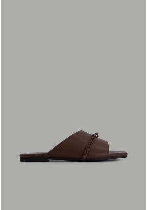 Solid Braided Detail Open Toe Flats