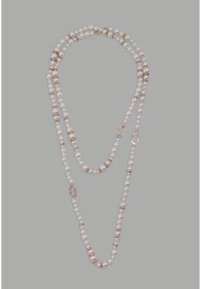 Crystal Faux Pearls Embellished Necklace