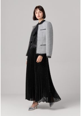 Sequins Mesh Flared Skirt