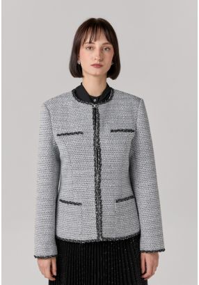 Front Pockets Tweed Blazer