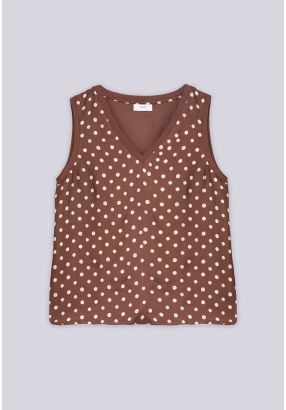 Polka Dot Contrast Sleeveless Top