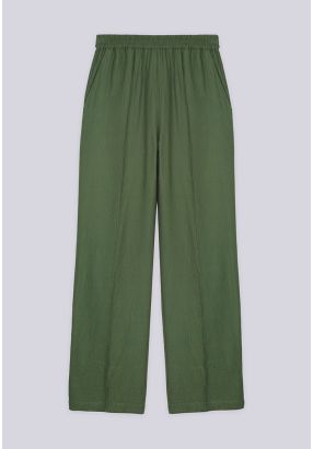 Crinkled Elastic Waist Trousers