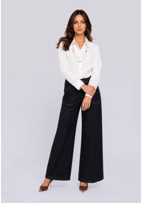 Wide Leg Denim Trousers