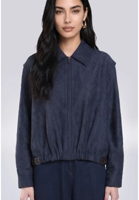 Solid Zip-Up Floral Jacket