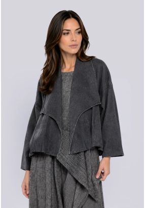 Long Sleeve Denim Open Front Jacket