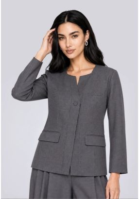 Solid Blazer With Stitched Details