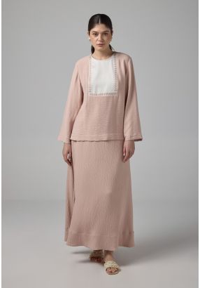 Solid Crinkled Flared Skirt