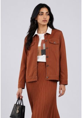Front Flap Pocket Contrast Jacket 